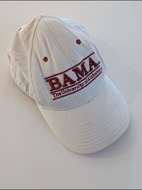VTG Alabama Crimson Tide Hat The Game Bar Snapback Cap White Red Bama NCAA
